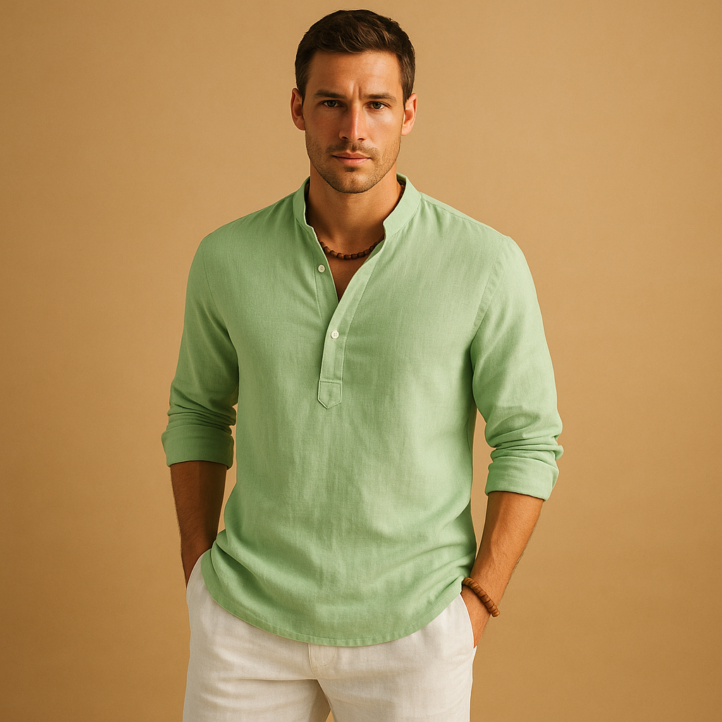 Haven Hills Linen Stand-up Collar Shirt