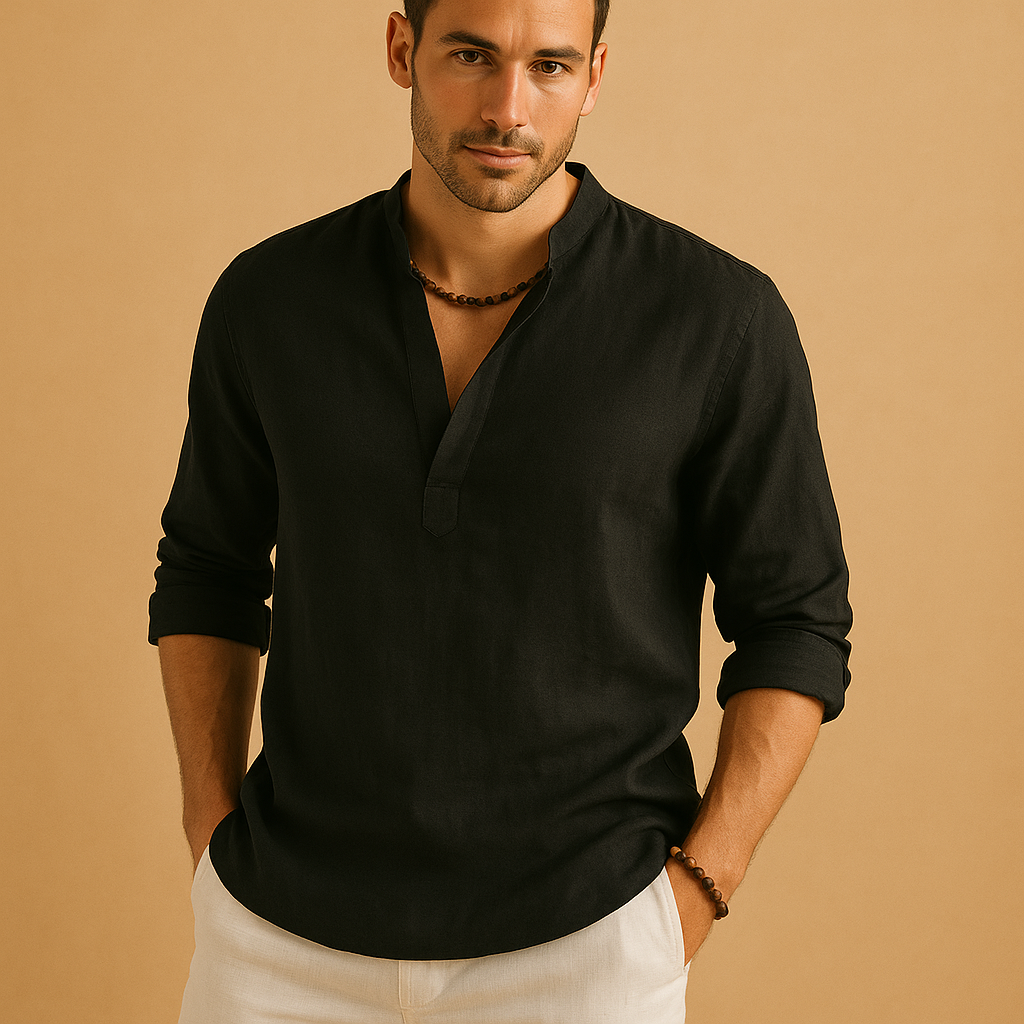 Haven Hills Linen Stand-up Collar Shirt