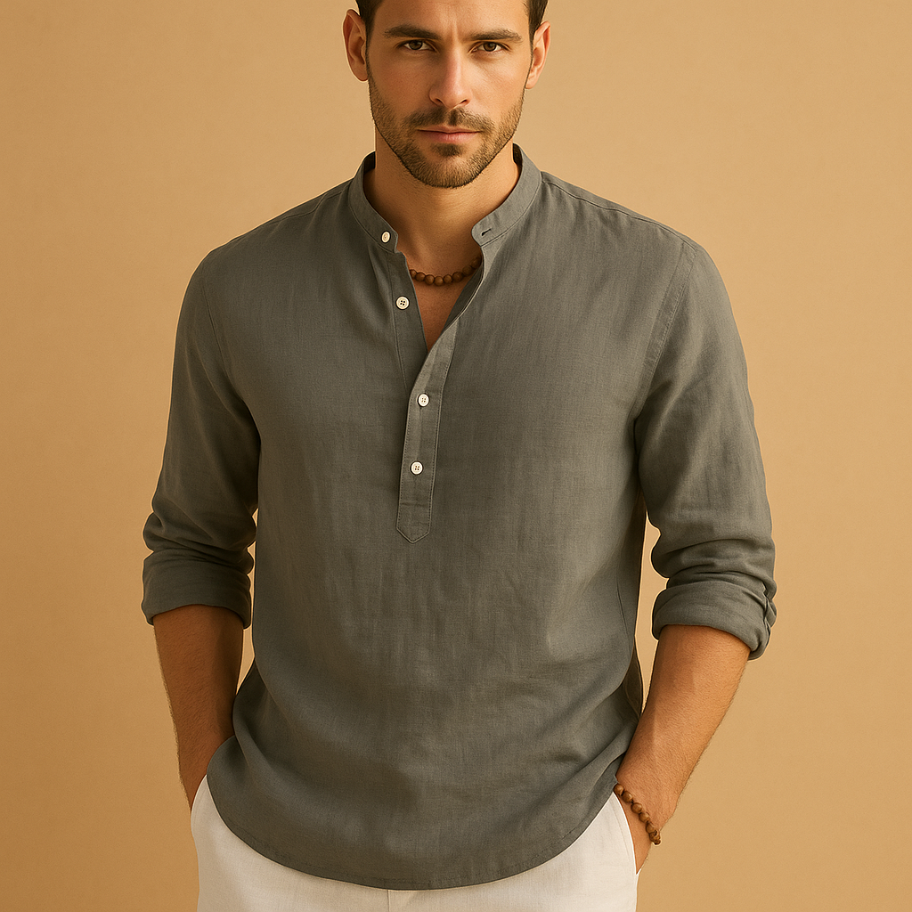 Haven Hills Linen Stand-up Collar Shirt